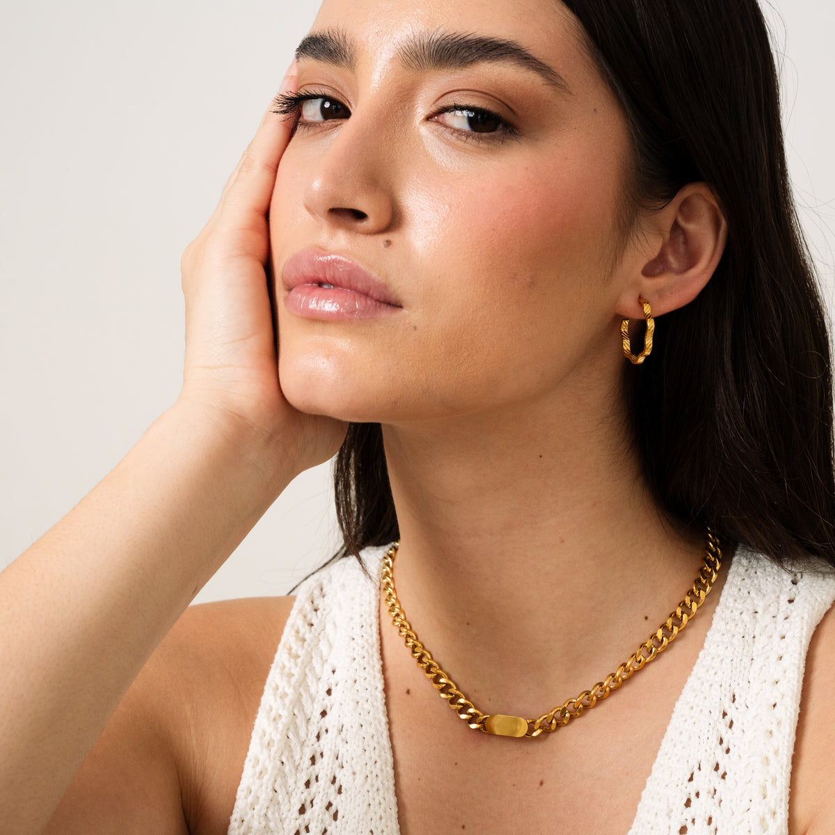 Colar de Corrente com Pingente Retangular - Lux