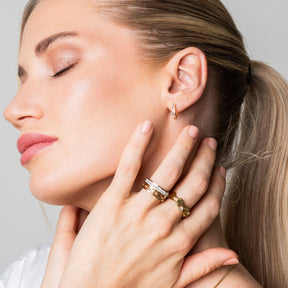 Anel Mosaico com Zircônia Banhado a Ouro 18K - Lux