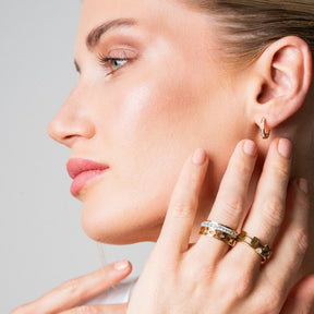 Anel Mosaico com Zircônia Banhado a Ouro 18K - Lux