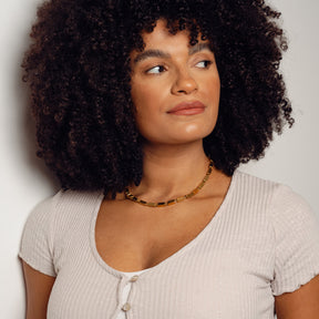 Colar Charme Retangular Banhado a Ouro 18K - Lux