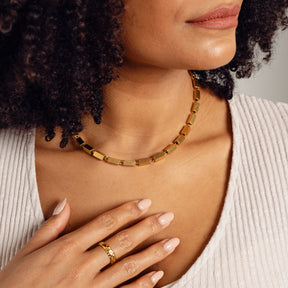 Colar Charme Retangular Banhado a Ouro 18K - Lux