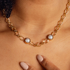 Colar de Pérola em Cadeias Banhado a Ouro 18K - Lux