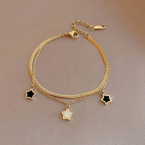 Conjunto Estrela de Aço Inoxidável: Colar e Pulseira