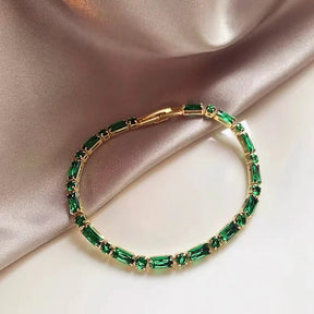 Francês de luxo verde zircão emendado metal liga cobre pulseira 2024 nova moda jóias para festa das mulheres charme acessórios pulso