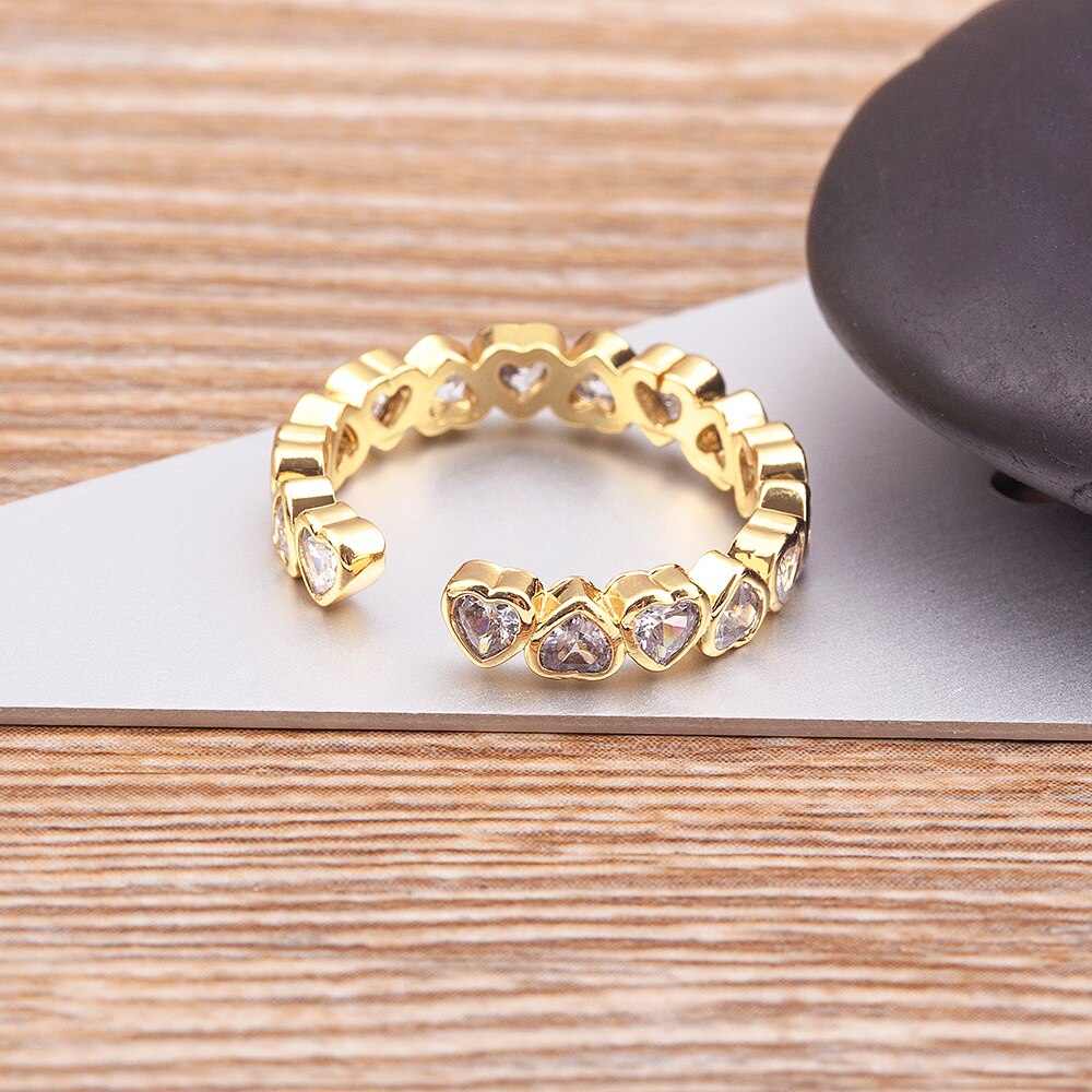 Anel Ajustável Coração com Cristais - Lux