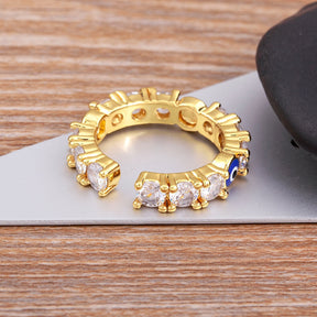 Anel Ajustável Olho Grego Cravejado com Cristais - Lux