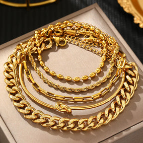 Conjunto de Pulseiras Elegantes em Aço Inoxidável