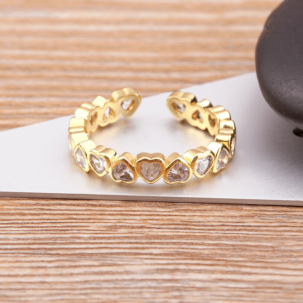 Anel Ajustável Coração com Cristais - Lux