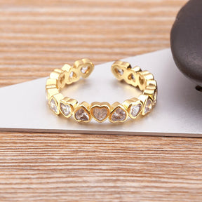 Anel Ajustável Coração com Cristais - Lux