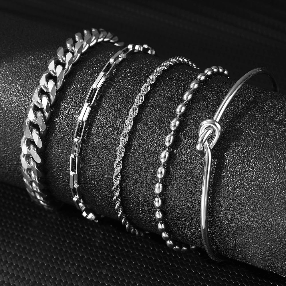 Conjunto de Pulseiras Elegantes em Aço Inoxidável