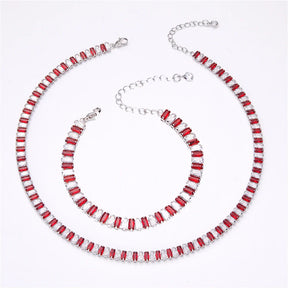 Conjunto de Colar e Pulseira Luxo Cristal Chic