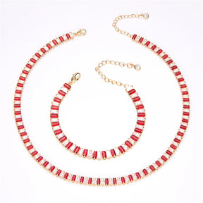 Conjunto de Colar e Pulseira Luxo Cristal Chic