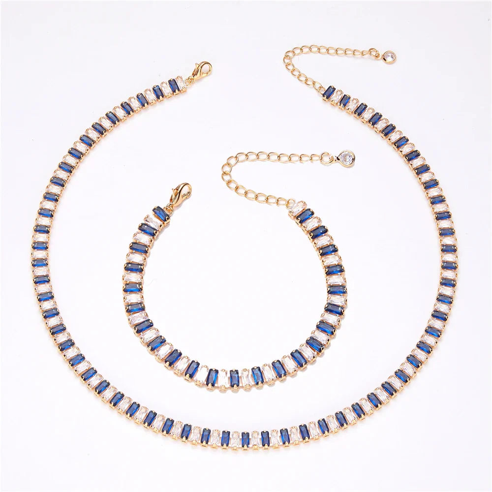 Conjunto de Colar e Pulseira Luxo Cristal Chic