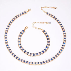 Conjunto de Colar e Pulseira Luxo Cristal Chic