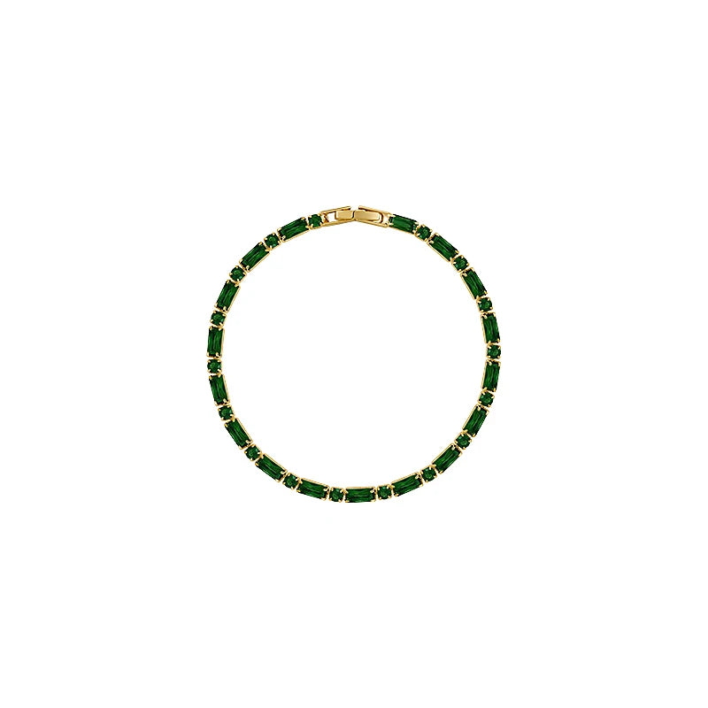 Francês de luxo verde zircão emendado metal liga cobre pulseira 2024 nova moda jóias para festa das mulheres charme acessórios pulso