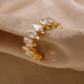 Anel Ajustável Zircônia Banhado a Ouro 18K - Lux